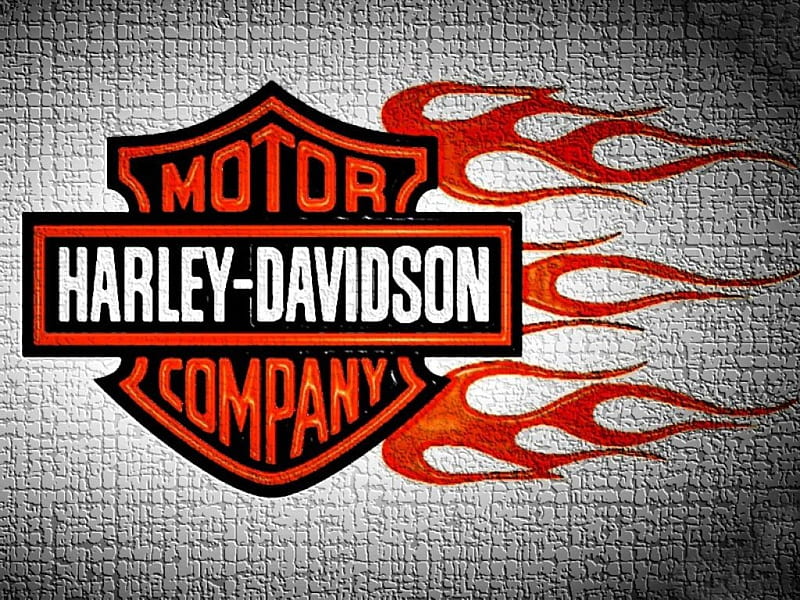 Harley Davidson, logo, flames, shield, H D, HD wallpaper