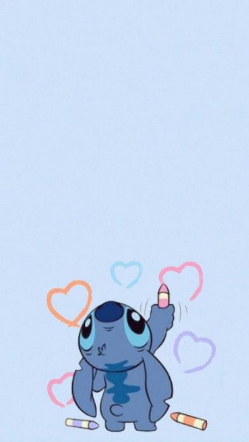 Stitch, blue, cute, HD phone wallpaper