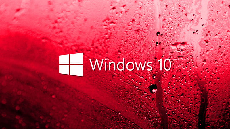 Windows 10 Logo Red Glass Water Drops Windows 10, HD wallpaper