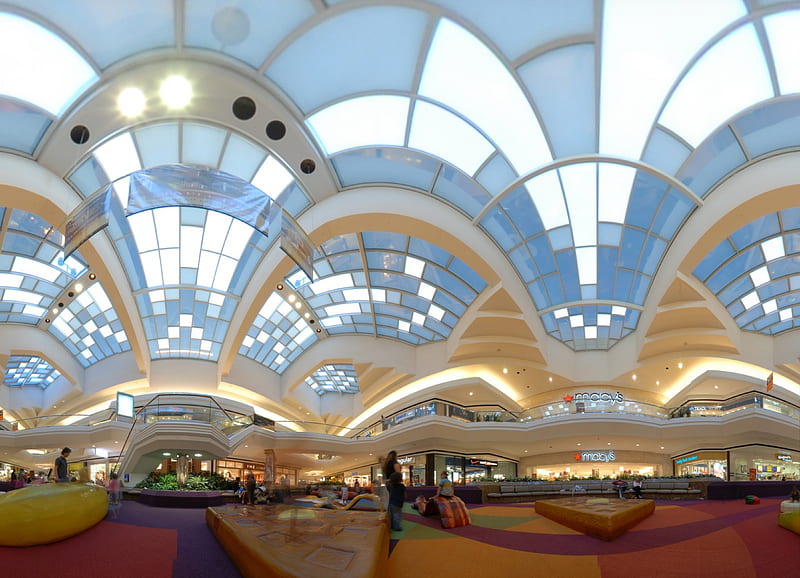 shopping mall, building, ceiling art, mall, HD wallpaper