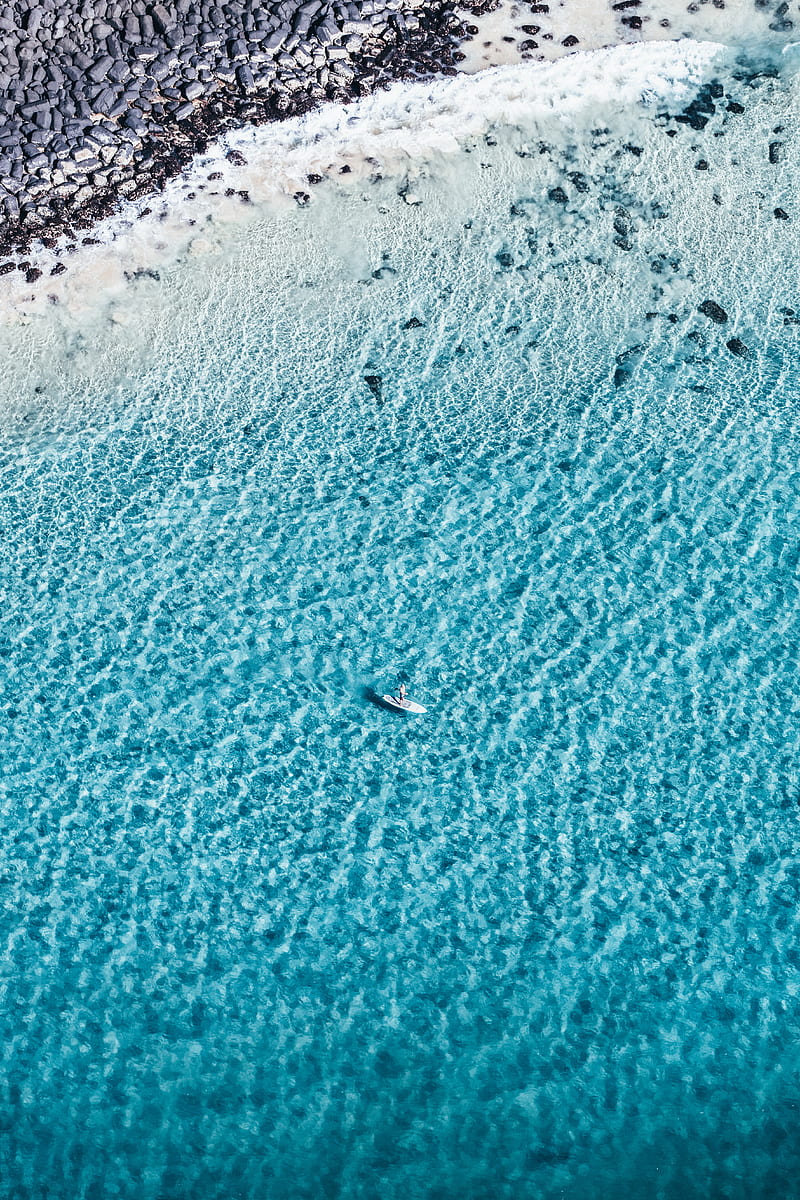 boat, aerial view, coast, wave, HD phone wallpaper