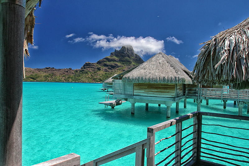 Water Villas - Bora Bora, polynesia, sea, beach, lagoon, bora bora ...