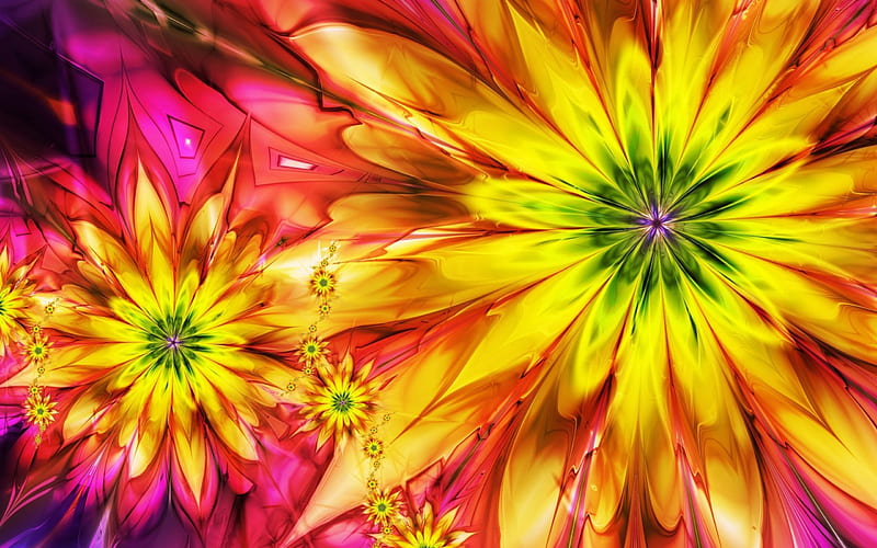 Bright Burst of Color, BRIGHT, YELLOW, COLOR, BURST, ABSTRACT, HD wallpaper