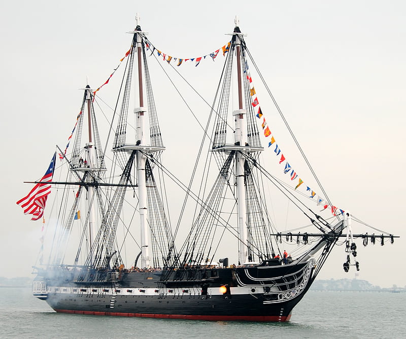 Uss Constitution, boat, military, navy, sailing, sea, ship, HD wallpaper