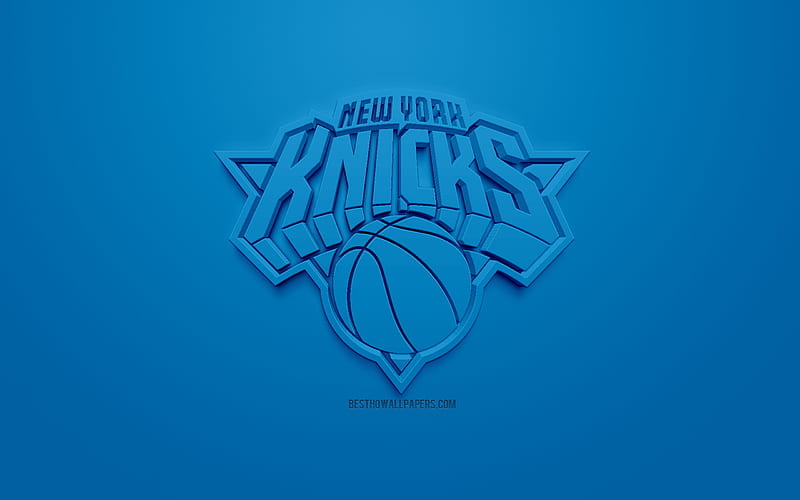 New York Knicks, creative 3D logo, blue background, 3d emblem, American basketball club, NBA, New York, USA, National Basketball Association, 3d art, basketball, 3d logo, HD wallpaper