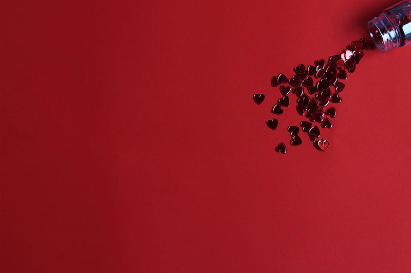 Black and Silver Beads on Red Surface, HD wallpaper