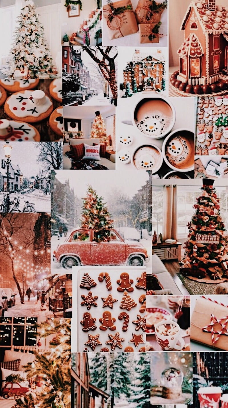 Christmas collage, aesthetic, HD phone wallpaper