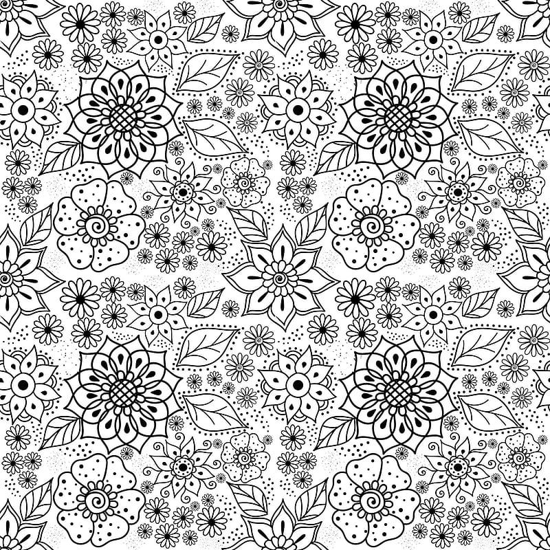 black and white floral seamless pattern for for fabric printing, scrapbook  paper, wrapping paper, textiles and fabric print. Stock Vector, Black  Floral Paper 