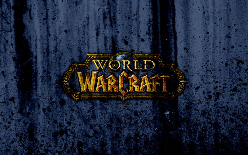 World of Warcraft logo, grunge, WoW, gray background, WoW logo, HD wallpaper