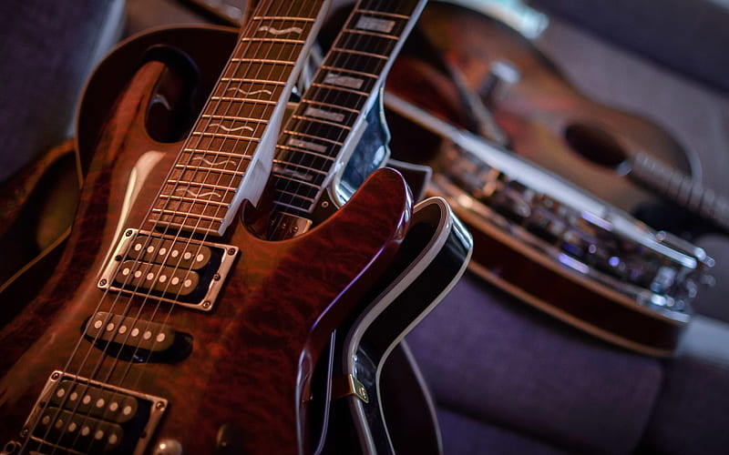 electric guitar, polished wood, musical instruments, guitars, HD wallpaper