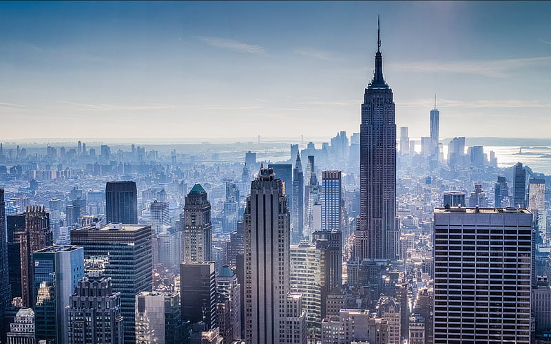 Empire State Building, USA, New York, skyscrapers, NYC, America, HD wallpaper