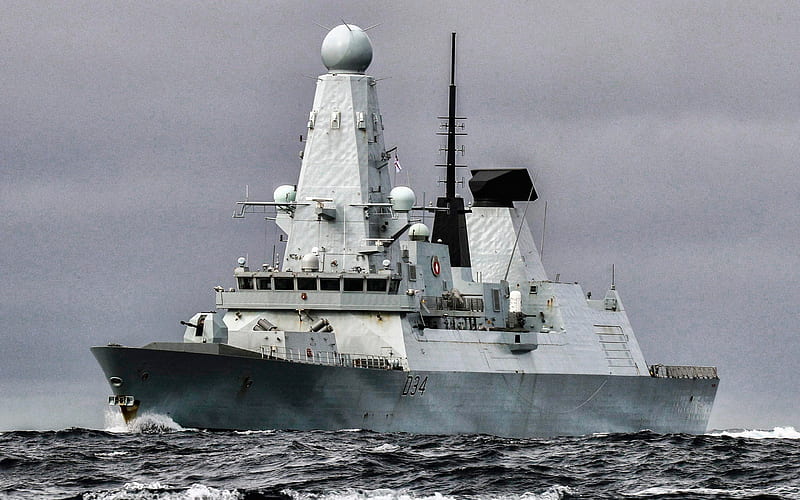 HMS Diamond, D34, british destroyer, british warship, Daring-class air-defence destroyer, Royal Navy, HD wallpaper