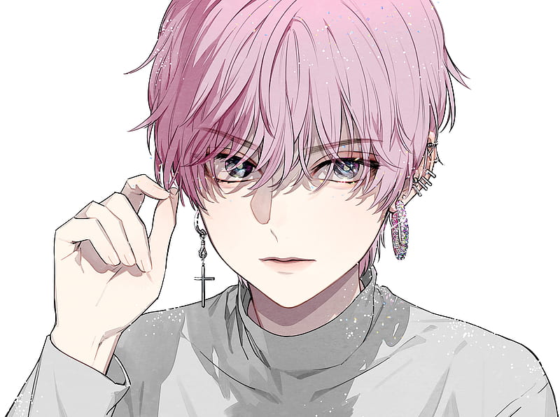 anime boy, earrings, shoujo, pretty, Anime, HD wallpaper
