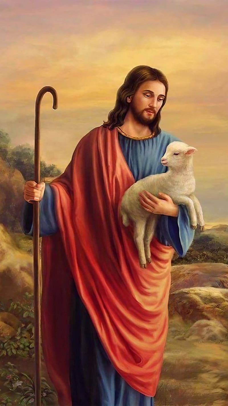 Yeshu Masih, Jesus Carrying Sheep, lord, god, king of jews, HD phone wallpaper