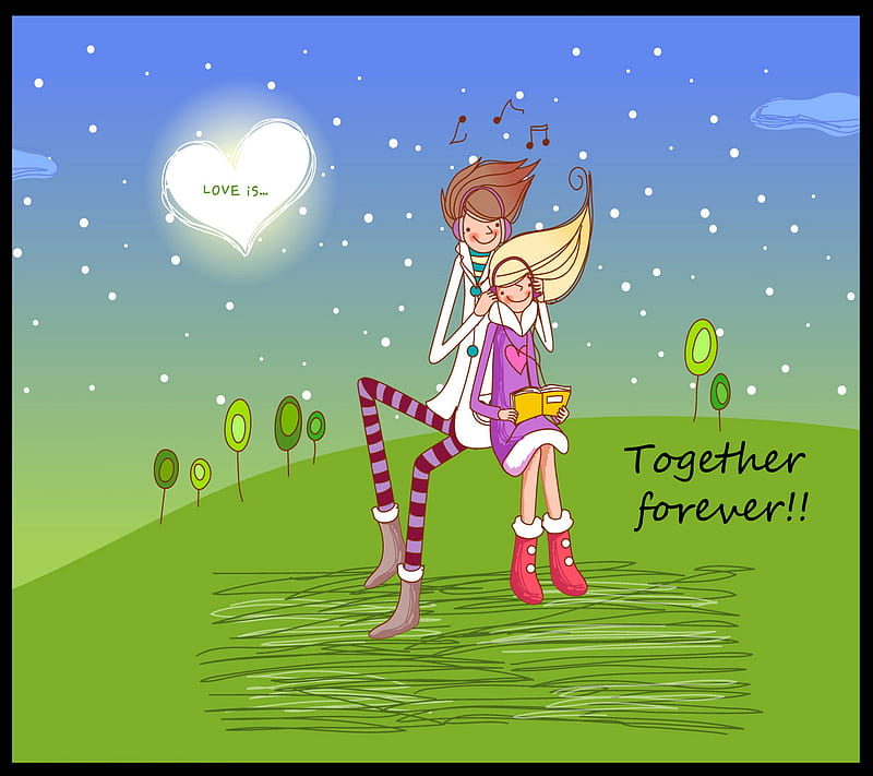 Together Forever, android, couple, heart, kiss, love, nexus, quote, romantic, samsung, HD wallpaper