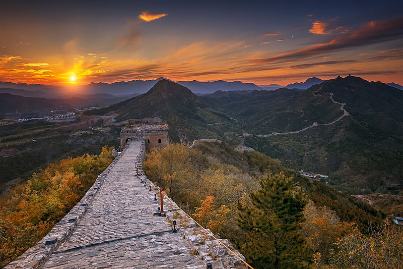 Monuments, Great Wall of China, Sunset, HD wallpaper