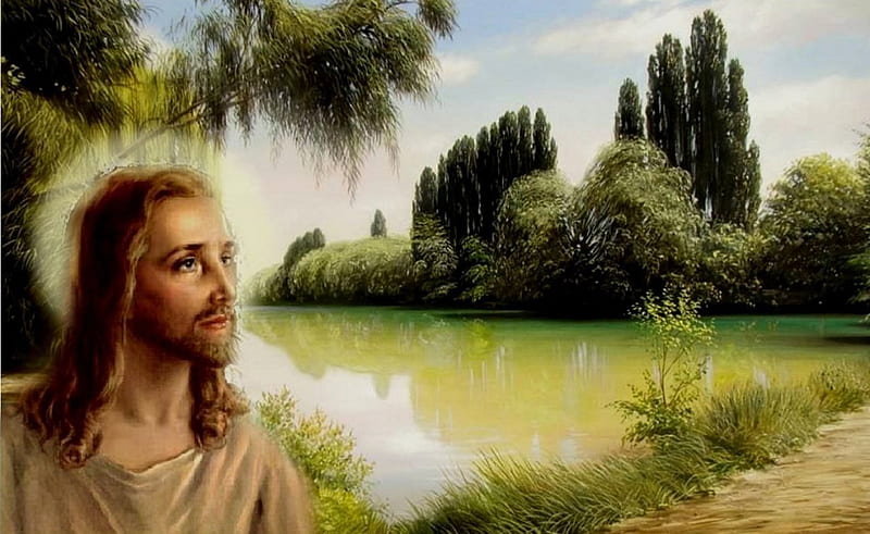 Jesus Christ, christ, art, painting, nature, river, lord, god, HD wallpaper  | Peakpx