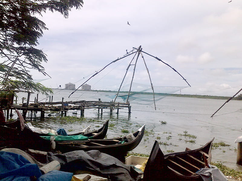 Cochin harbour fishing village, nets, cochin, boats, kochi, fishing, HD  wallpaper | Peakpx