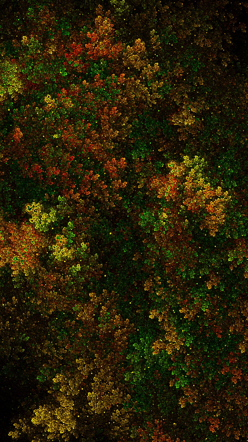 fractal, bushy, thick, green, yellow, red, HD phone wallpaper