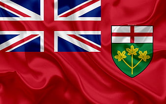 Flag of Ontario, Canada province, Ontario, silk flag, Canadian symbols, HD wallpaper