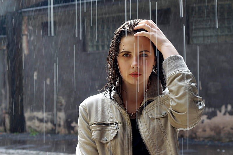 Girl Rain, girls, rain, rain, HD wallpaper