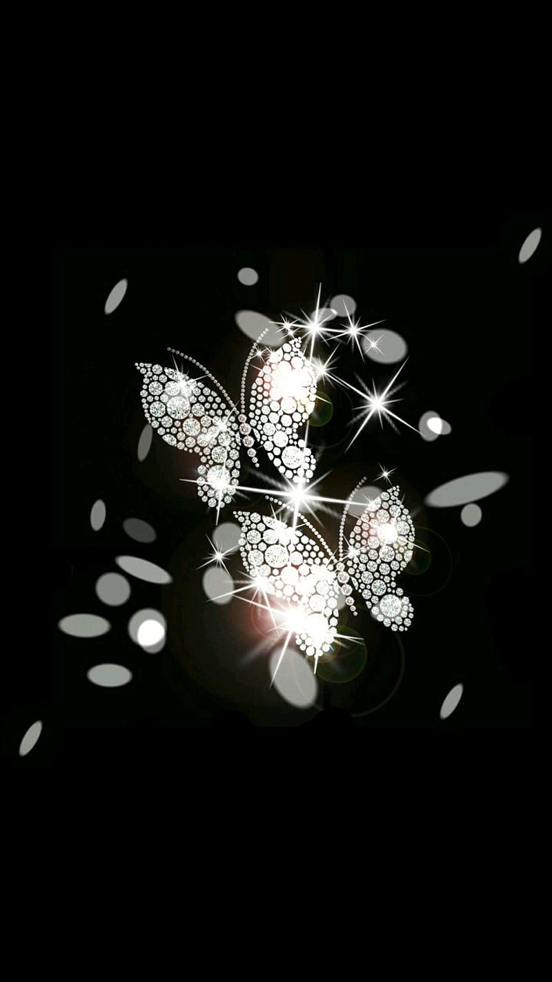 dimonds, double butterflies, HD phone wallpaper