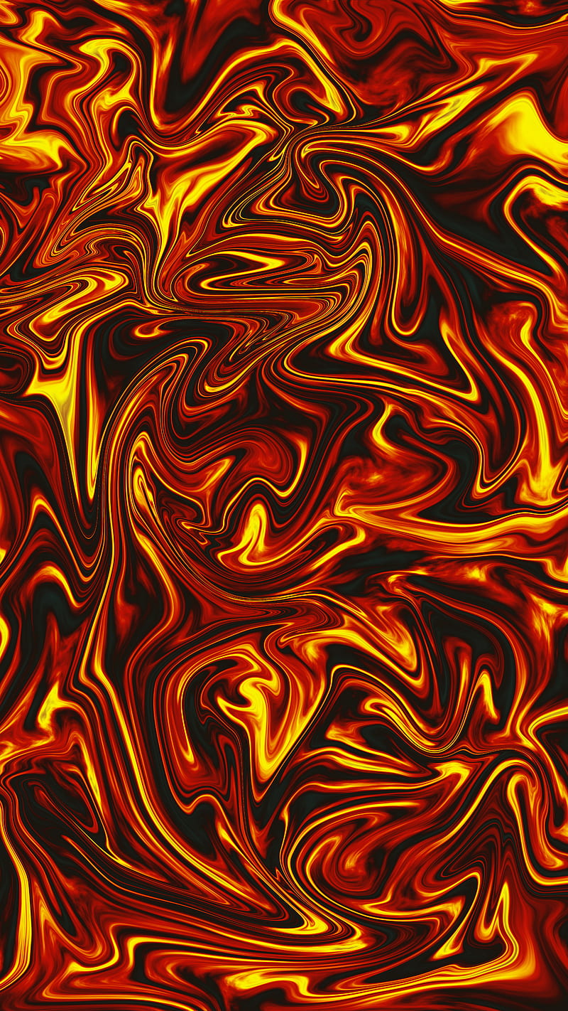 Red yellow lava, abstract, dark, glow, liquid, metal, mix, HD phone wallpaper