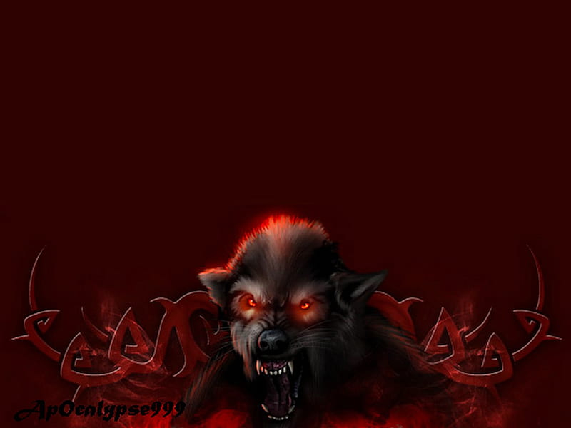 Werewolf, red, apocalypse, fantasy, 3d, wolf, abstract, HD wallpaper |  Peakpx