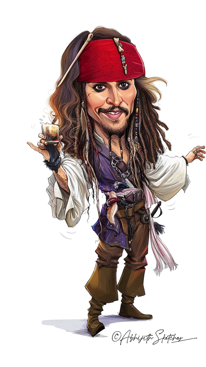 Jack Sparrow Illustration, jack sparrow, illustration, captain, pirates, art work, HD phone wallpaper