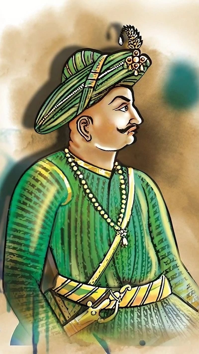 Tipu Sultan Ke, Painting Art, tipu sultan ka, tiger of mysore, indian ruler, HD phone wallpaper
