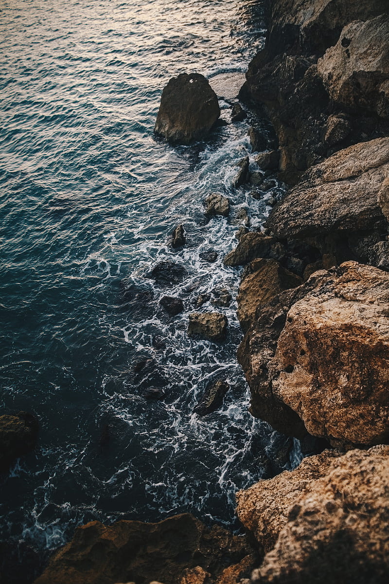 sea, rocks, stones, water, coast, HD phone wallpaper