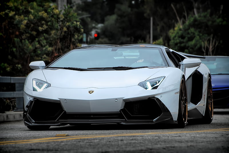 Lamborghini, car, sports car, white, front view, HD wallpaper | Peakpx