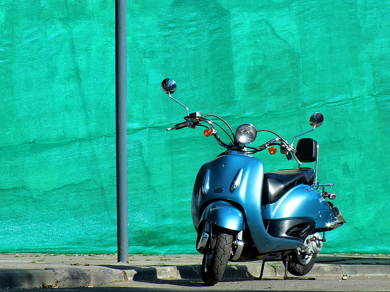 blue motor scooter, HD wallpaper