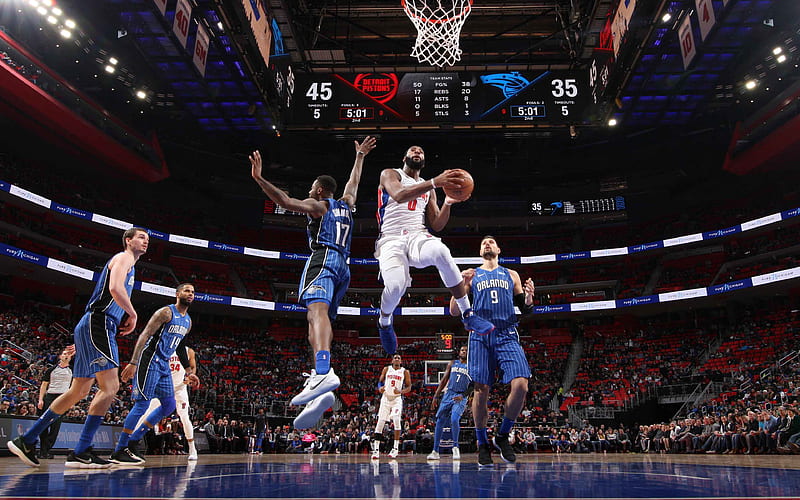 Andre Drummond NBA, dunk, basketball players, Detroit Pistons, basketball, HD wallpaper