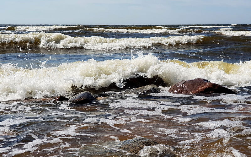 Baltic Sea by Tuja, Latvia, Baltic, Latvia, waves, sea, HD wallpaper