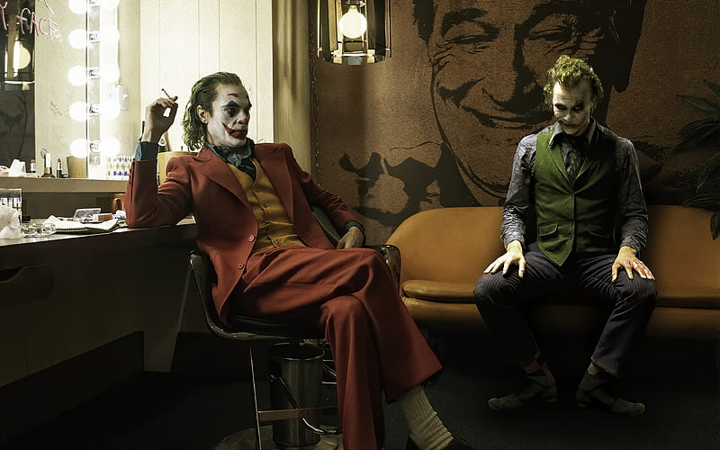 Joker And Heath Ledger Art, joker-movie, joker, superheroes, supervillain, HD wallpaper