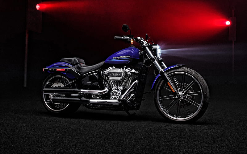 2020, Breakout Motorcycle, Harley-Davidson, Milwaukee-Eight 114, side view, blue motorcycle, american motorcycles, HD wallpaper