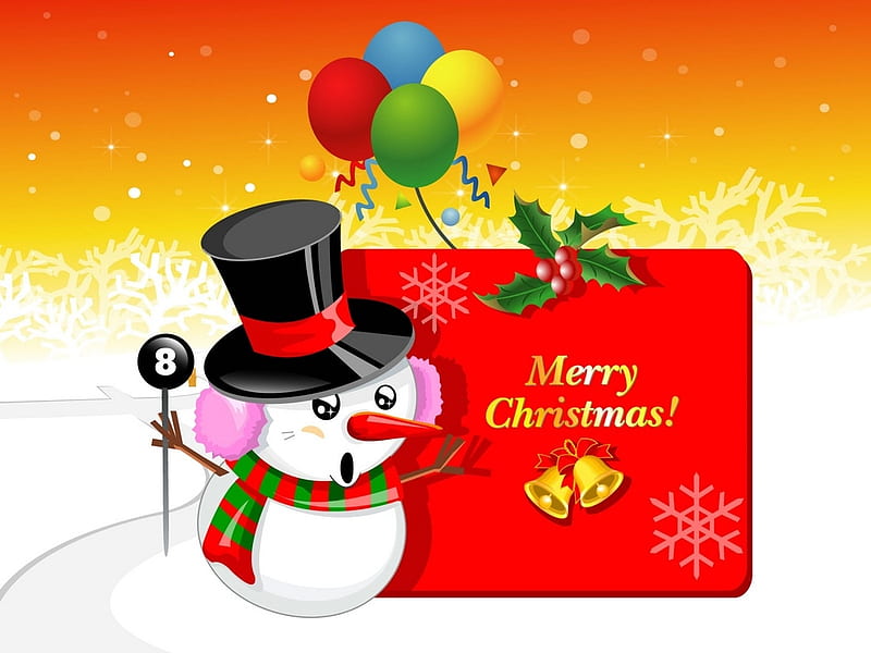 Snow Man, Christmas, Merry, Snow, Man, HD wallpaper