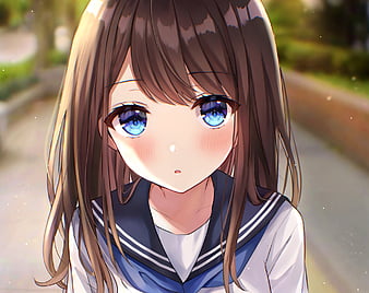 Anime, Original, Blue Eyes, Brown Hair, Girl, HD wallpaper | Peakpx