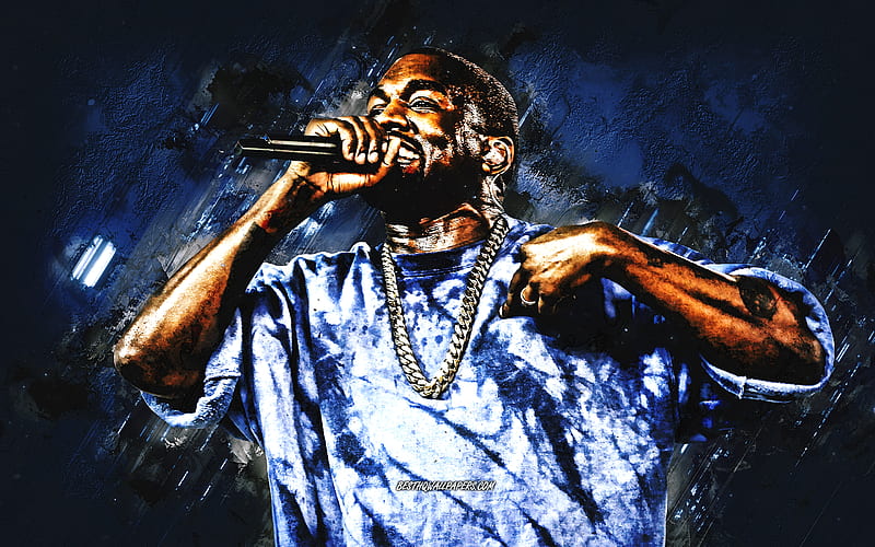 Kanye West, american rapper, portrait, blue stone background, american  singers, HD wallpaper | Peakpx