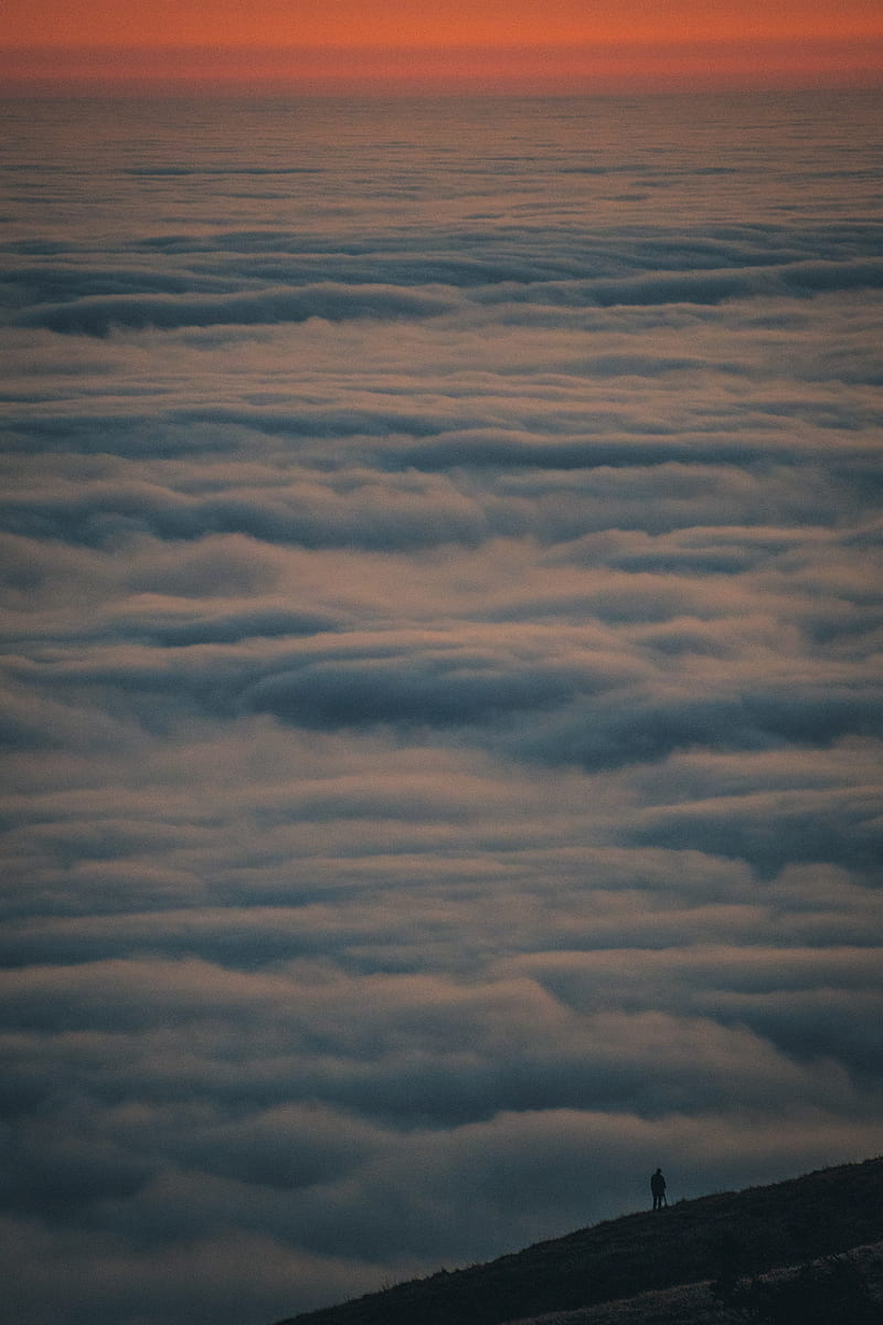 loneliness, alone, clouds, hill, distance, HD phone wallpaper