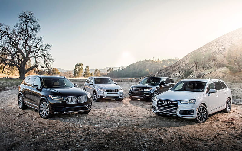 Range Rover Sport, BMW X5, Audi Q7, Volvo XC90, 2016 cars, luxury cars, SUVs, HD wallpaper