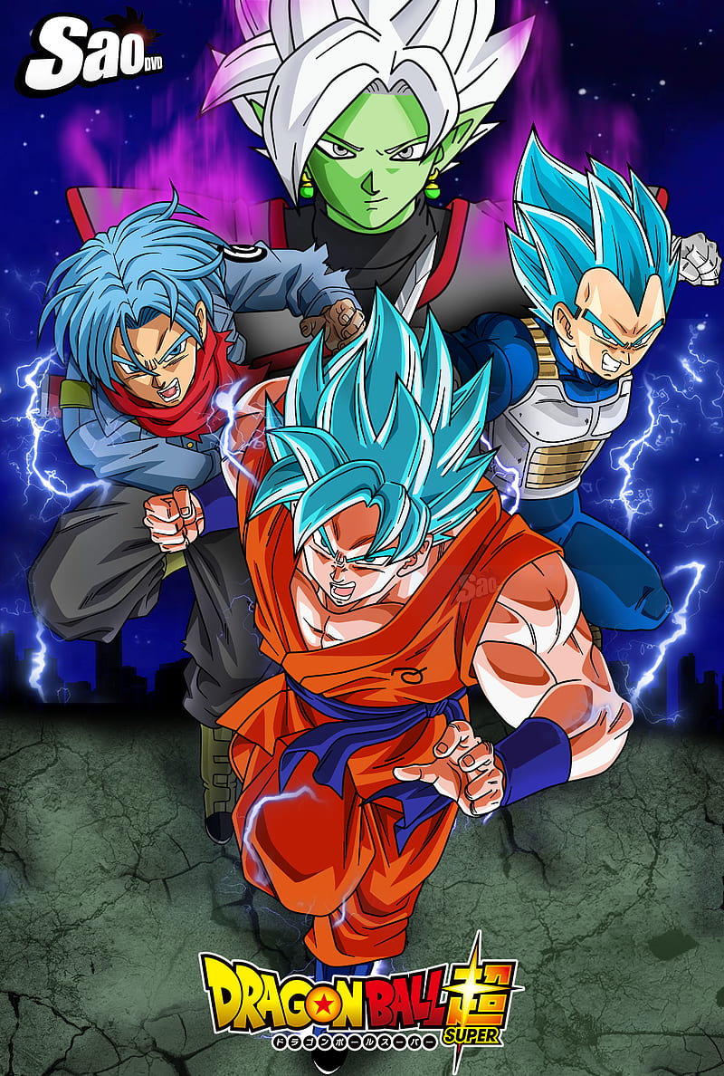 Dragon ball super, anime, goku trunks, vegeta, zamas, zamasu, HD phone wallpaper