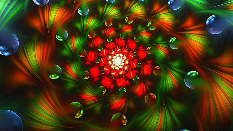 3D Fractal Bright Colorful Abstract Abstract, HD wallpaper