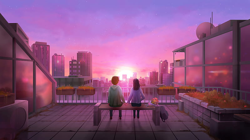 Illustration True love, romantic couple in city