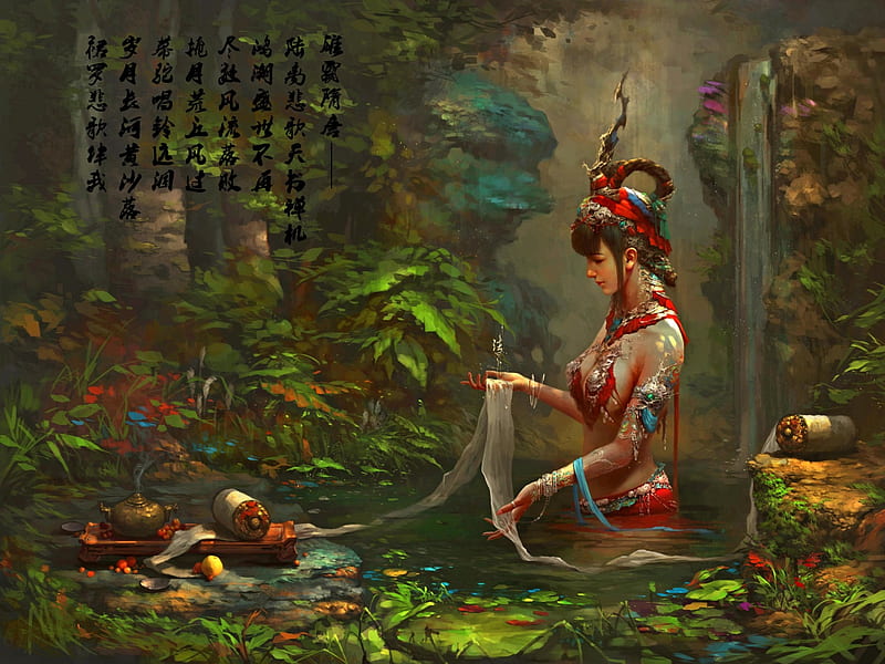 I Ching, fantasy, eastern, magic, women, HD wallpaper