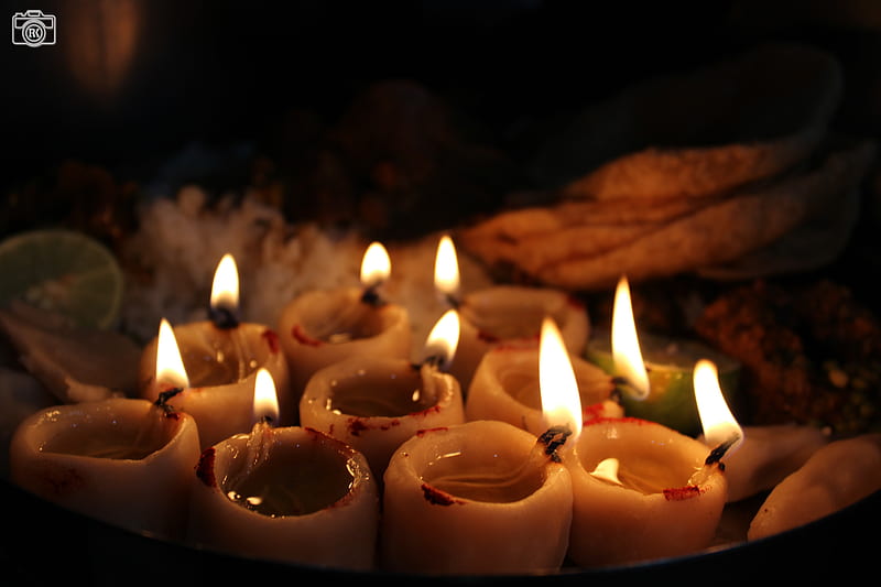 Diyas, candle, candles, dussehra, happy, light, new, ram, ravan, year, HD wallpaper