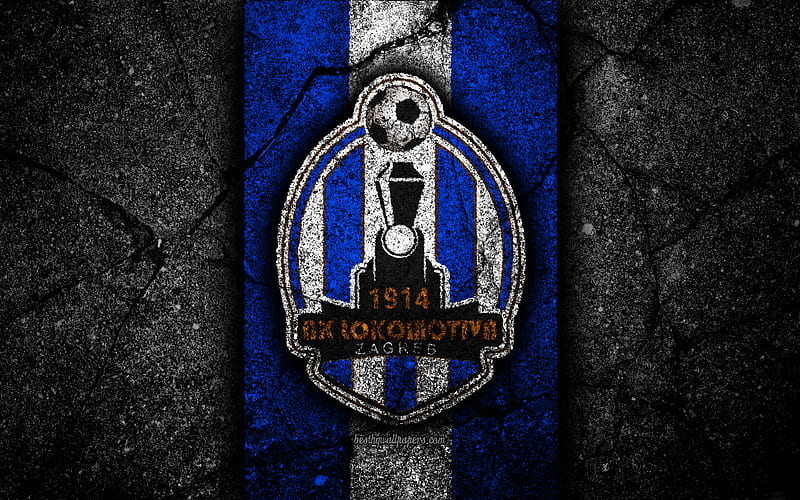 Lokomotiva Zagreb FC, logo, HNL, black stone, soccer, Croatia ...