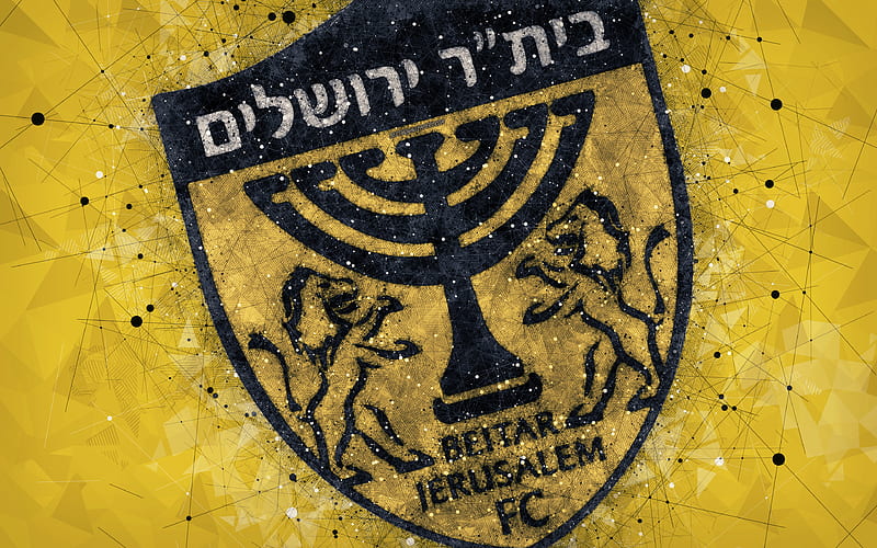 Beitar Jerusalem FC creative logo, geometric art, Israeli football club, emblem, yellow abstract background, Ligat haAl, Jerusalem, Israel, football, Israeli Premier League, HD wallpaper
