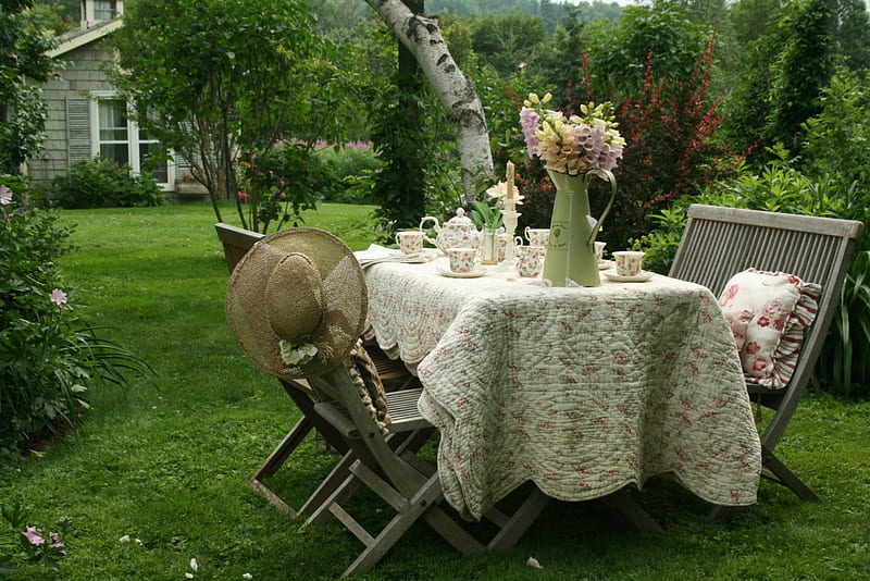 Garden- Tea Party-, in gradina, minunat, e vara, ce frumos, HD wallpaper